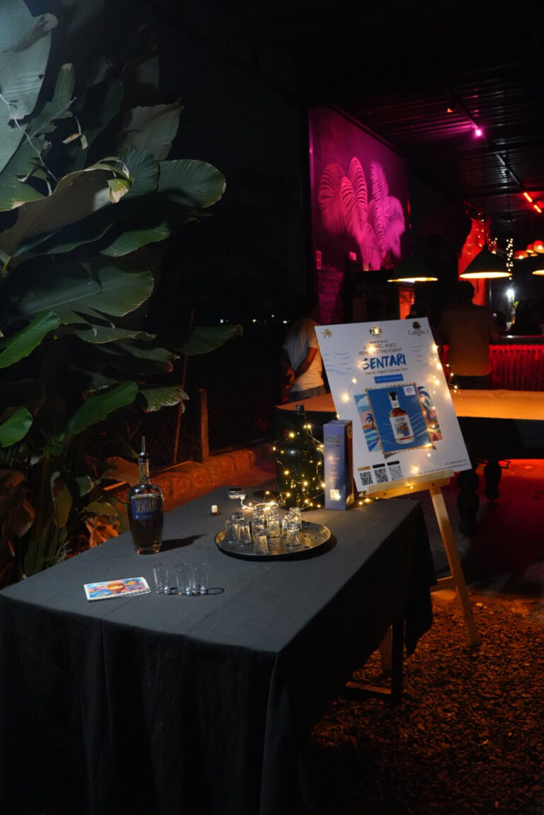 Sentari tasting setup at an evening venue